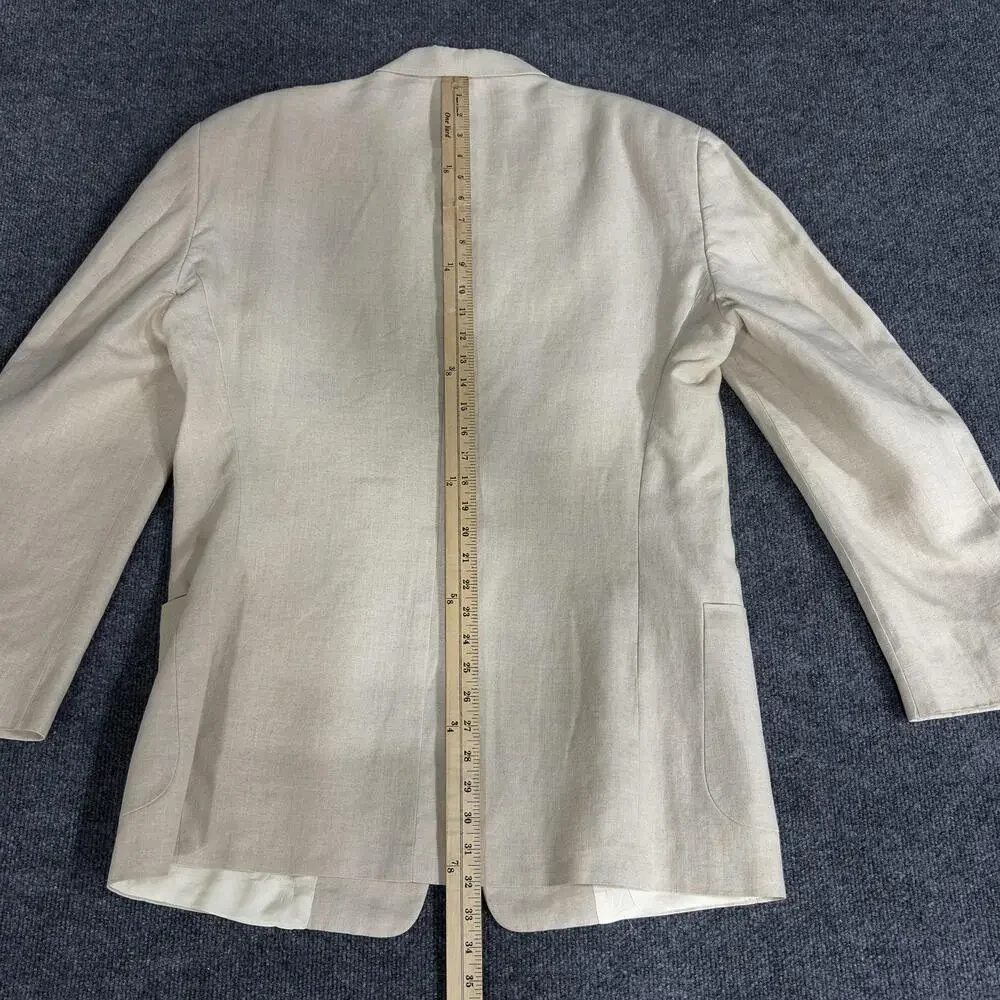 Tommy Hilfiger Blazer Mens Large Beige Linen Blend Tailored USA Classic Jacket